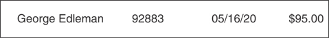 A figure shows an example of basic data. It reads, George Edleman, 92883, 05/16/20, 95.00 dollars.