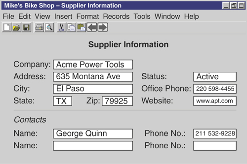 A database screen used to collect and store data is shown.