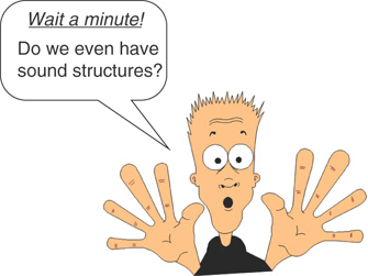 A cartoon image shows a man with stretched hands. The speech bubble reads, “Wait a minute. Do we even have sound structuresy?”